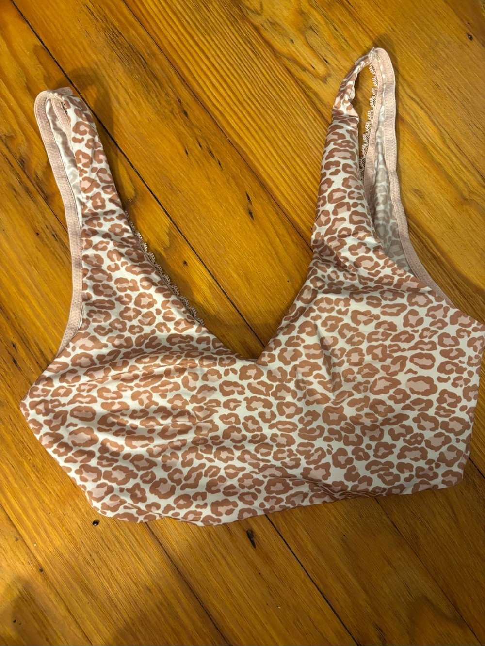 Leopard Print Wireless Bralette - Blush